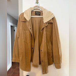 Tan Ladies Corduroy Jacket with Hood